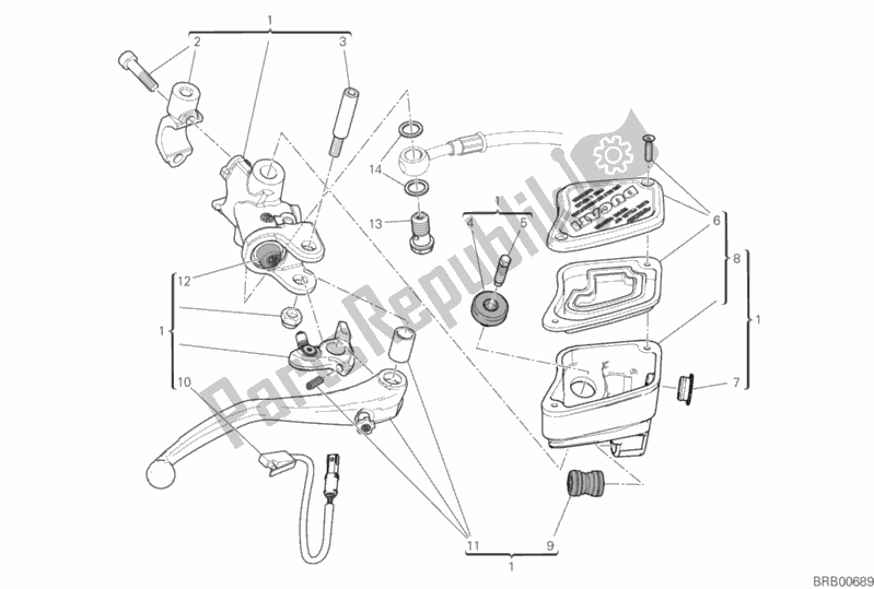 Todas as partes de Bomba De Freio Dianteiro do Ducati Diavel 1260 S Brasil 2020